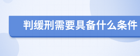 判缓刑需要具备什么条件