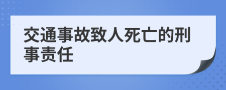 交通事故致人死亡的刑事责任