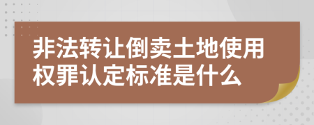 非法转让倒卖土地使用权罪认定标准是什么