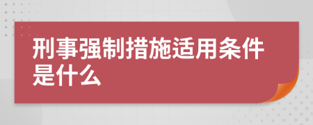 刑事强制措施适用条件是什么