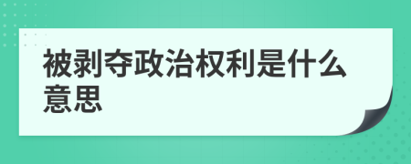 被剥夺政治权利是什么意思