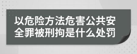 以危险方法危害公共安全罪被刑拘是什么处罚