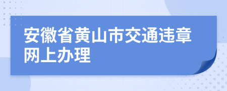 安徽省黄山市交通违章网上办理