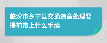 临汾市乡宁县交通违章处理要提前带上什么手续