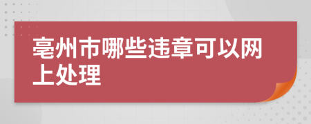 亳州市哪些违章可以网上处理