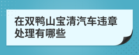 在双鸭山宝清汽车违章处理有哪些