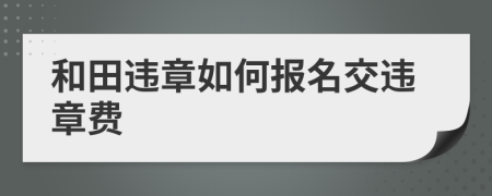 和田违章如何报名交违章费