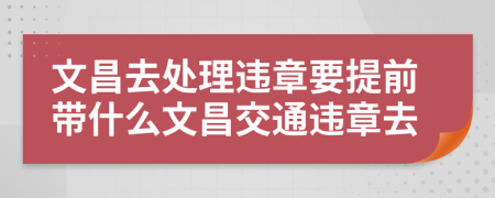 文昌去处理违章要提前带什么文昌交通违章去