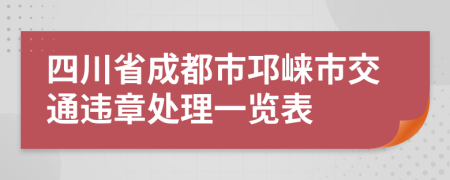 四川省成都市邛崃市交通违章处理一览表