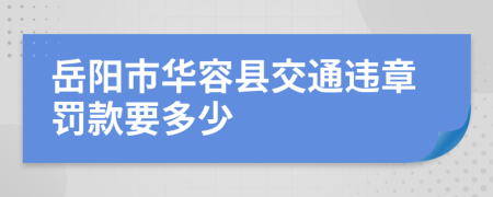 岳阳市华容县交通违章罚款要多少