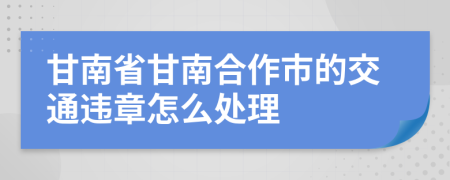 甘南省甘南合作市的交通违章怎么处理