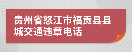 贵州省怒江市福贡县县城交通违章电话