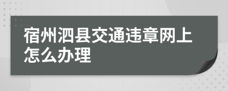 宿州泗县交通违章网上怎么办理