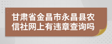 甘肃省金昌市永昌县农信社网上有违章查询吗