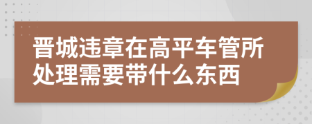 晋城违章在高平车管所处理需要带什么东西