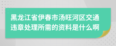 黑龙江省伊春市汤旺河区交通违章处理所需的资料是什么啊