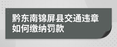 黔东南锦屏县交通违章如何缴纳罚款