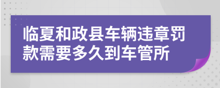 临夏和政县车辆违章罚款需要多久到车管所