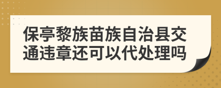 保亭黎族苗族自治县交通违章还可以代处理吗