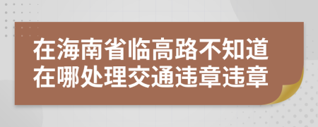 在海南省临高路不知道在哪处理交通违章违章