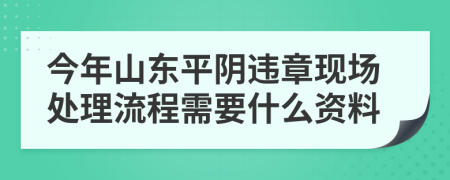 今年山东平阴违章现场处理流程需要什么资料