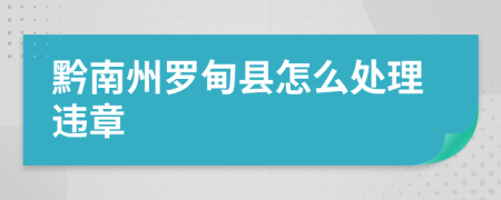 黔南州罗甸县怎么处理违章