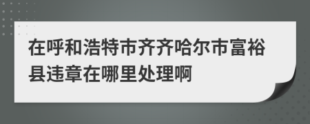 在呼和浩特市齐齐哈尔市富裕县违章在哪里处理啊