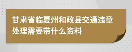 甘肃省临夏州和政县交通违章处理需要带什么资料