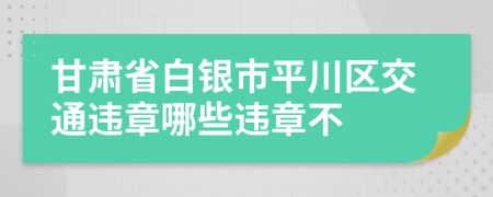 甘肃省白银市平川区交通违章哪些违章不