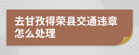 去甘孜得荣县交通违章怎么处理