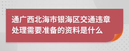 通广西北海市银海区交通违章处理需要准备的资料是什么