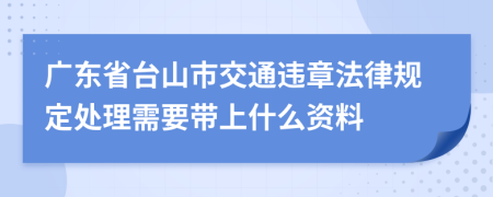 广东省台山市交通违章法律规定处理需要带上什么资料