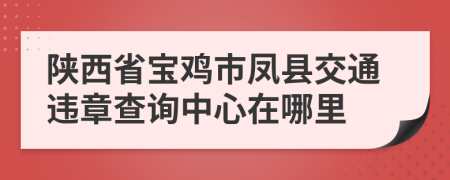 陕西省宝鸡市凤县交通违章查询中心在哪里