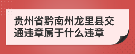 贵州省黔南州龙里县交通违章属于什么违章