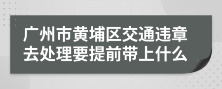 广州市黄埔区交通违章去处理要提前带上什么