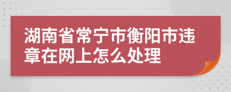 湖南省常宁市衡阳市违章在网上怎么处理