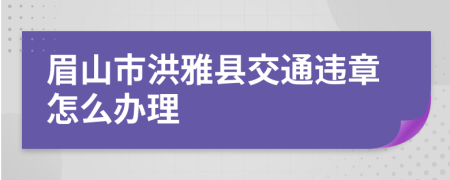 眉山市洪雅县交通违章怎么办理