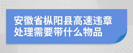 安徽省枞阳县高速违章处理需要带什么物品