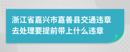 浙江省嘉兴市嘉善县交通违章去处理要提前带上什么违章