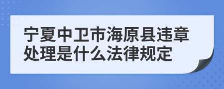 宁夏中卫市海原县违章处理是什么法律规定