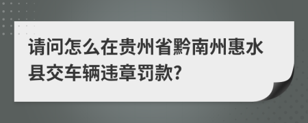 请问怎么在贵州省黔南州惠水县交车辆违章罚款?