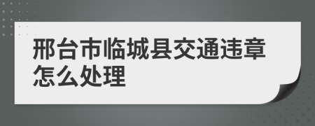 邢台市临城县交通违章怎么处理