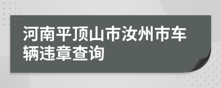 河南平顶山市汝州市车辆违章查询