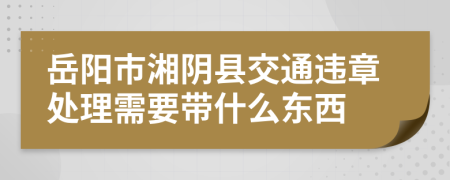 岳阳市湘阴县交通违章处理需要带什么东西