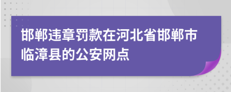 邯郸违章罚款在河北省邯郸市临漳县的公安网点