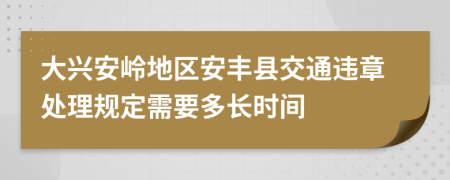 大兴安岭地区安丰县交通违章处理规定需要多长时间