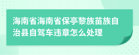 海南省海南省保亭黎族苗族自治县自驾车违章怎么处理