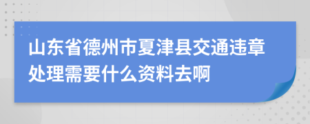 山东省德州市夏津县交通违章处理需要什么资料去啊