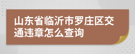 山东省临沂市罗庄区交通违章怎么查询