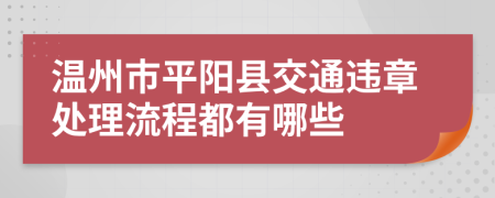 温州市平阳县交通违章处理流程都有哪些